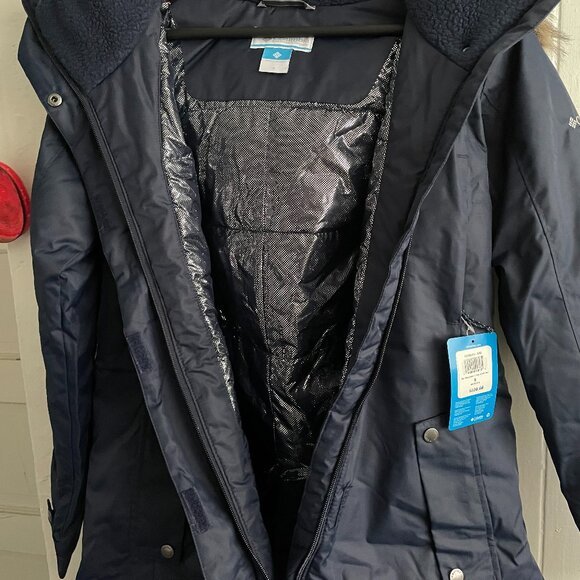 Firm. NWT Columbia Suttle Mountain Thermal Winter Coat Parka. Navy Women's SMALL - Picture 6 of 11